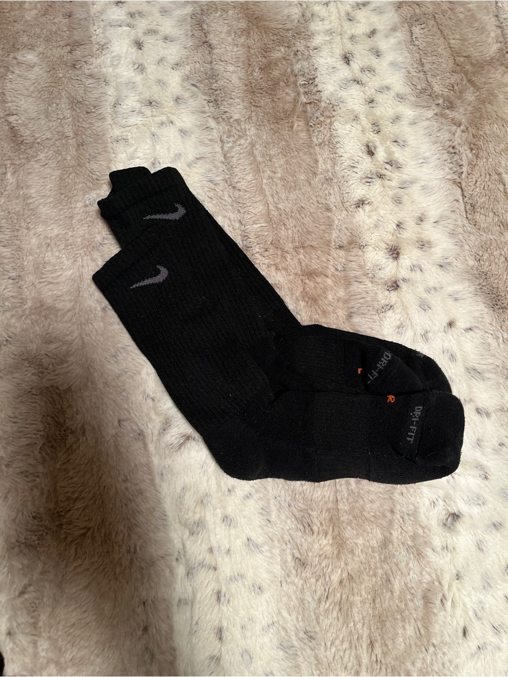Nike Black Crew Athletic Socks with Grey Swoosh